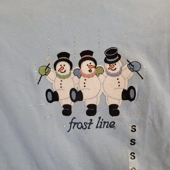 Vintage Frosty Snowman Shirt Womens S Blue M&C Sportswear Christmas Top NWT - Picture 3 of 9